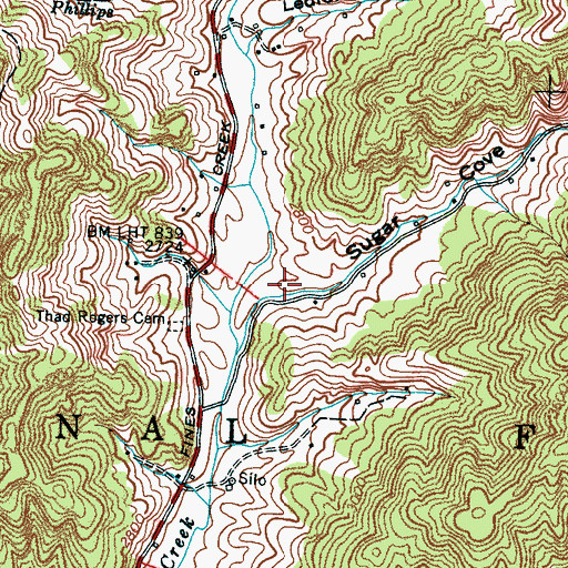 Topographic Map of Sugar Cove, NC