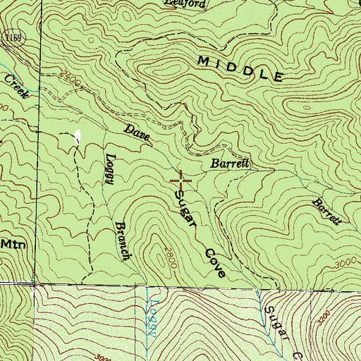 Topographic Map of Sugar Cove, NC