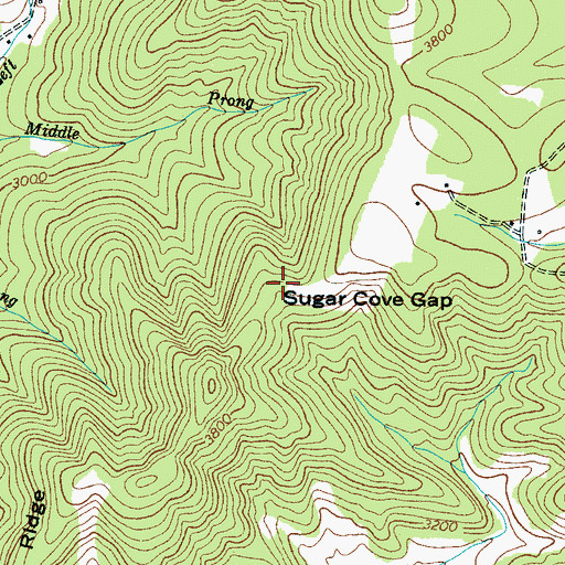 Topographic Map of Sugar Cove Gap, NC