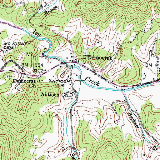 Topographic Map of Sugar Creek, NC
