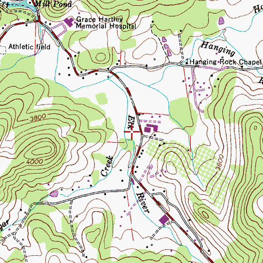 Topographic Map of Sugar Creek, NC