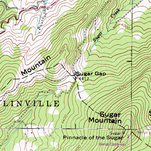 Topographic Map of Sugar Gap, NC