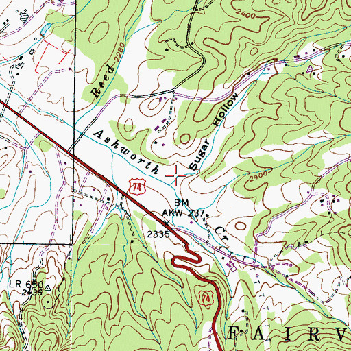 Topographic Map of Sugar Hollow, NC