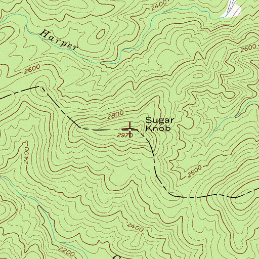Topographic Map of Sugar Knob, NC