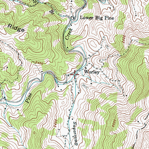 Topographic Map of Sugarcamp Branch, NC