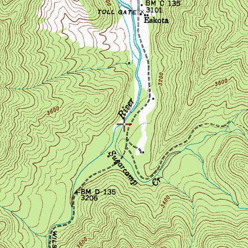 Topographic Map of Sugarcamp Creek, NC