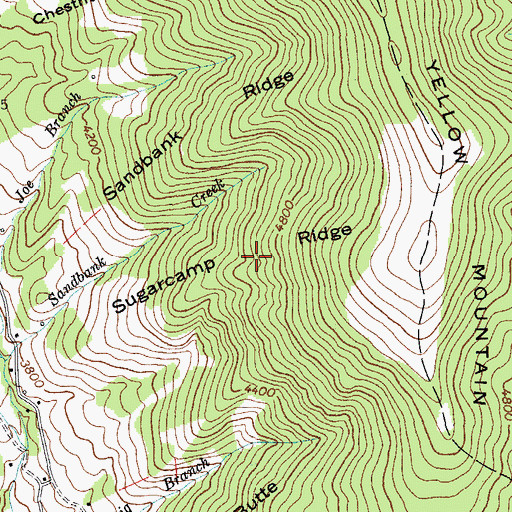 Topographic Map of Sugarcamp Ridge, NC