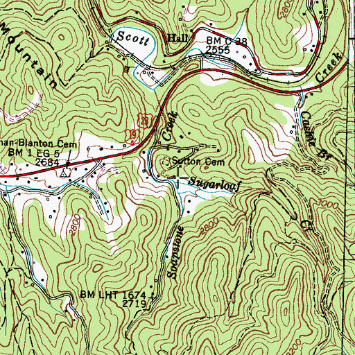 Topographic Map of Sugarloaf Creek, NC