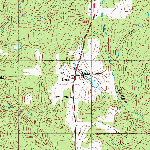 Topographic Map of Suggs Creek Church, NC