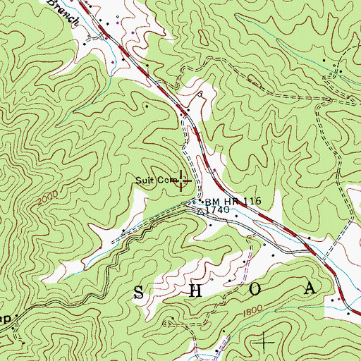 Topographic Map of Suit Cemetery, NC