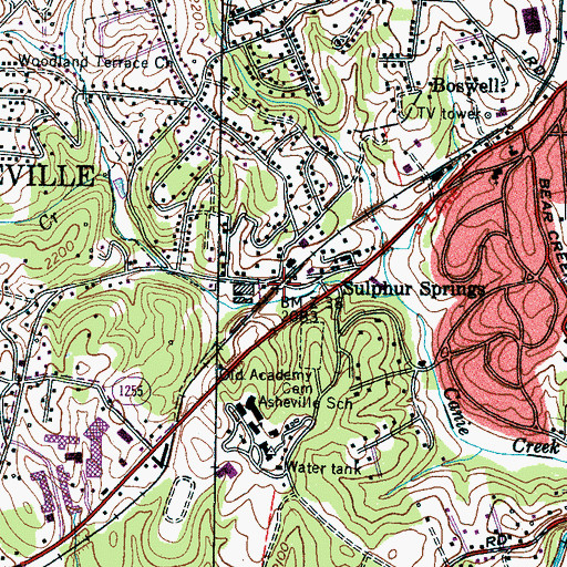 Topographic Map of Sulphur Springs, NC