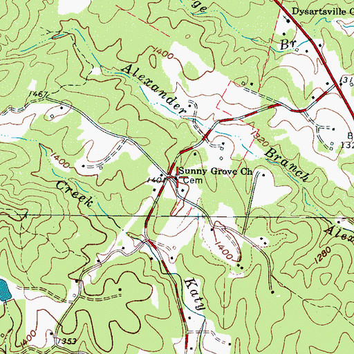 Topographic Map of Sunny Grove Church, NC