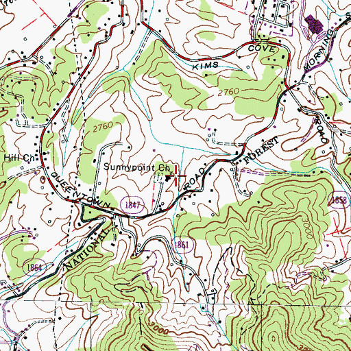 Topographic Map of Sunnypoint Church, NC
