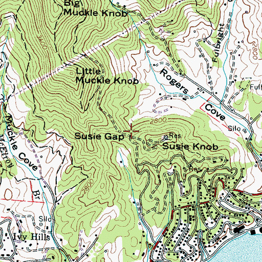 Topographic Map of Susie Gap, NC