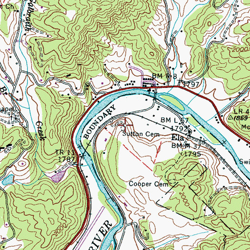 Topographic Map of Sutton Cemetery, NC