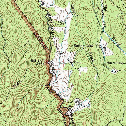 Topographic Map of Sutton Cemetery, NC