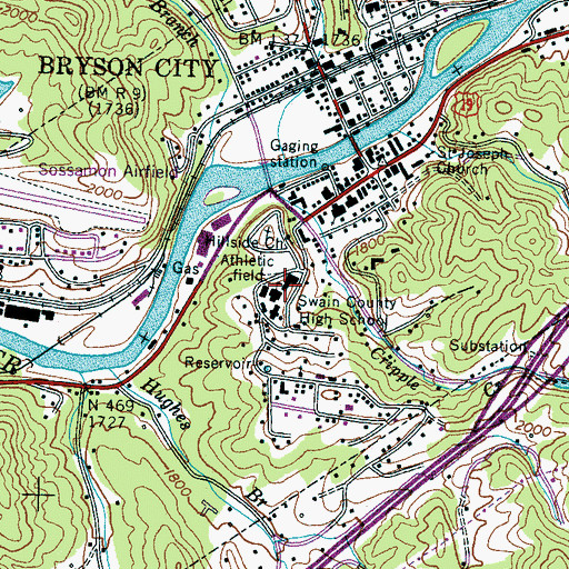 Topographic Map of Swain County High School, NC