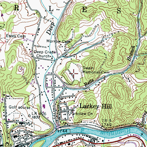 Topographic Map of Swain Memorial Cemetery, NC