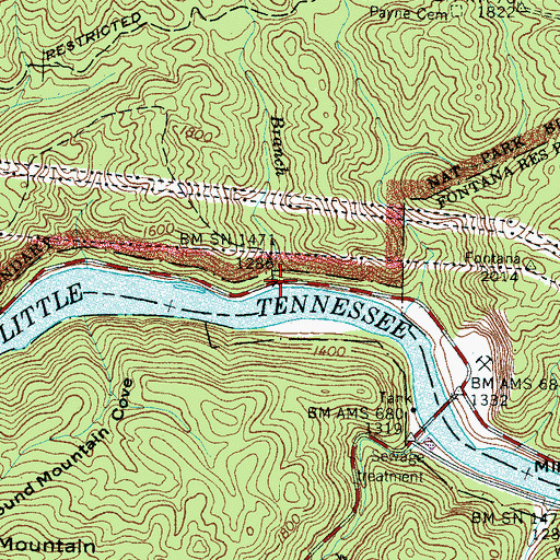 Topographic Map of Sweet Branch, NC