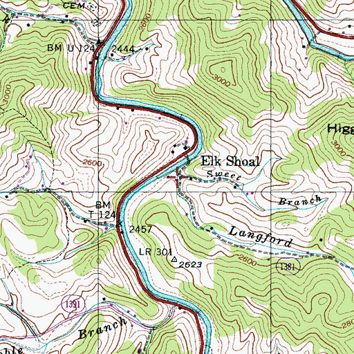 Topographic Map of Sweet Branch, NC