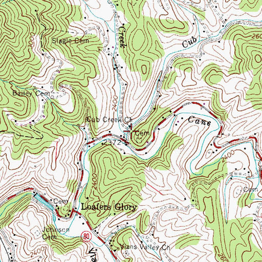 Topographic Map of Sweet Creek, NC