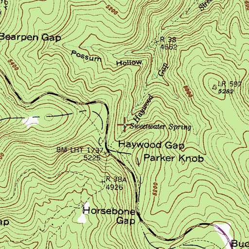 Topographic Map of Sweetwater Spring, NC