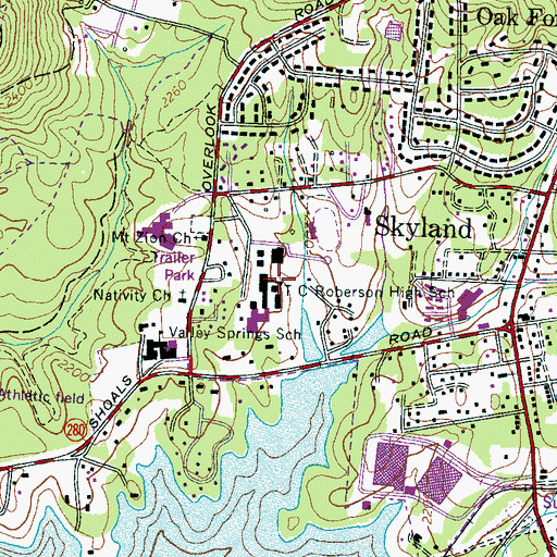 Topographic Map of TC Roberson High School, NC