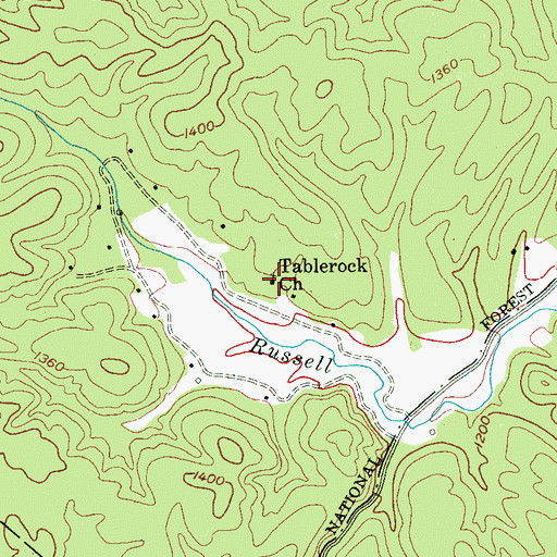 Topographic Map of Tablerock Church, NC