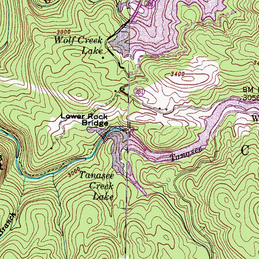 Topographic Map of Tanasee Creek, NC