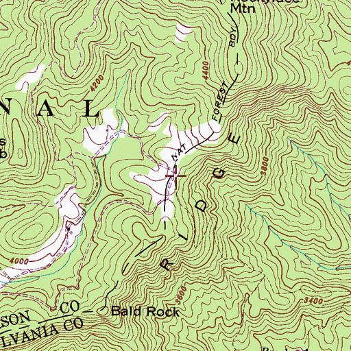 Topographic Map of Tanasee Ridge, NC