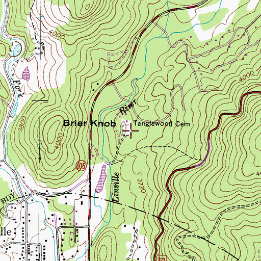 Topographic Map of Tanglewood Cemetery, NC
