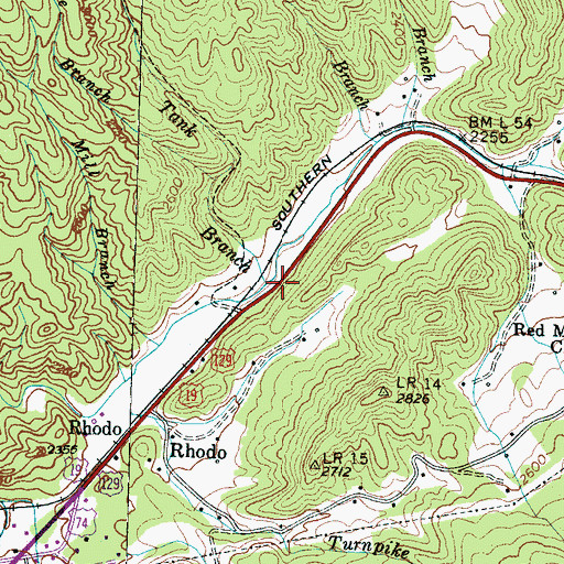 Topographic Map of Tank Branch, NC