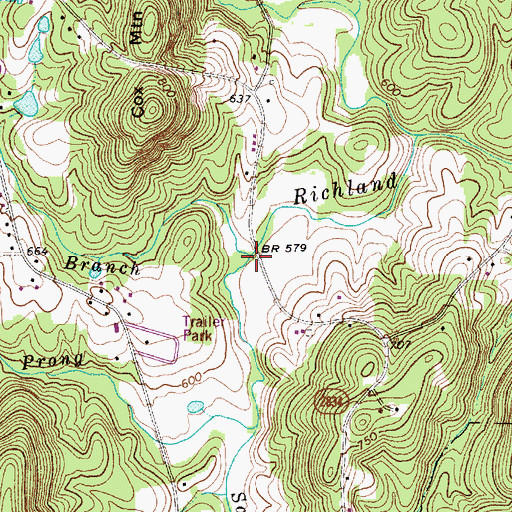 Topographic Map of Tantraugh Branch, NC