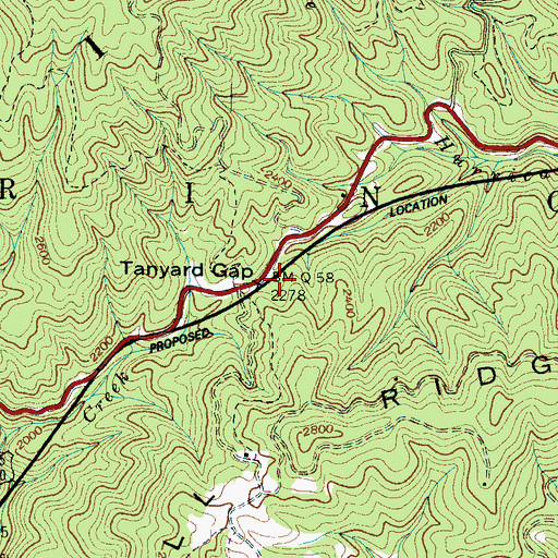 Topographic Map of Tanyard Gap, NC
