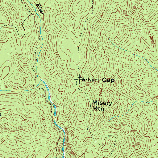 Topographic Map of Tarkiln Gap, NC