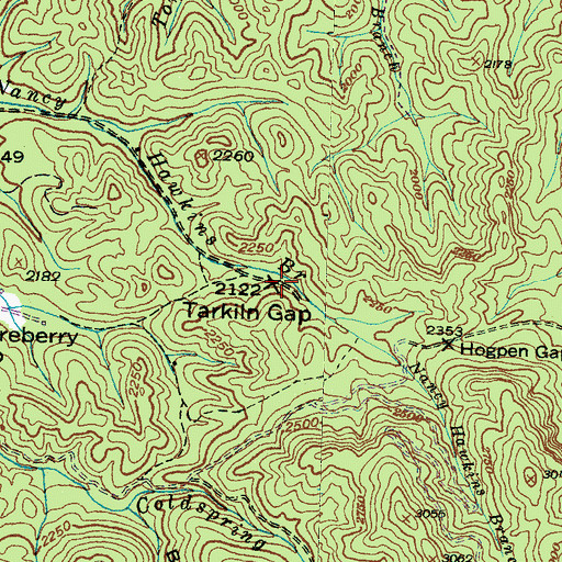 Topographic Map of Tarkiln Gap, NC