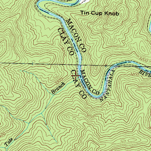 Topographic Map of Tate Branch, NC