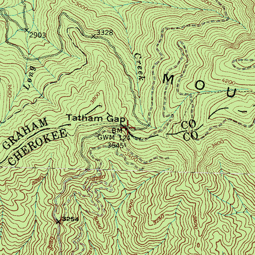 Topographic Map of Tatham Gap, NC