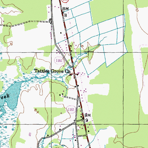 Topographic Map of Tattles Grove Church, NC