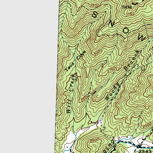 Topographic Map of Tava Cove, NC