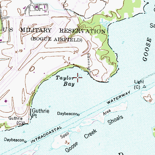 Topographic Map of Taylor Bay, NC