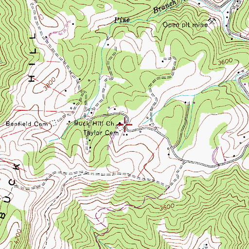 Topographic Map of Taylor Cemetery, NC