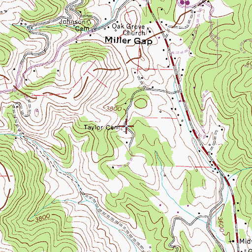 Topographic Map of Taylor Cemetery, NC
