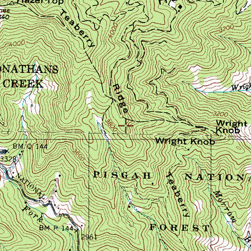 Topographic Map of Teaberry Ridge, NC