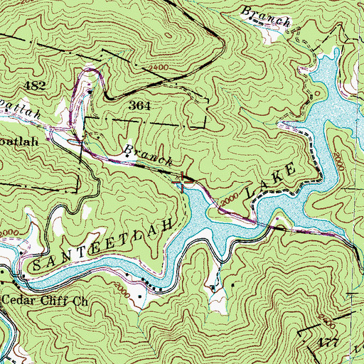 Topographic Map of Teeoatlah Branch, NC