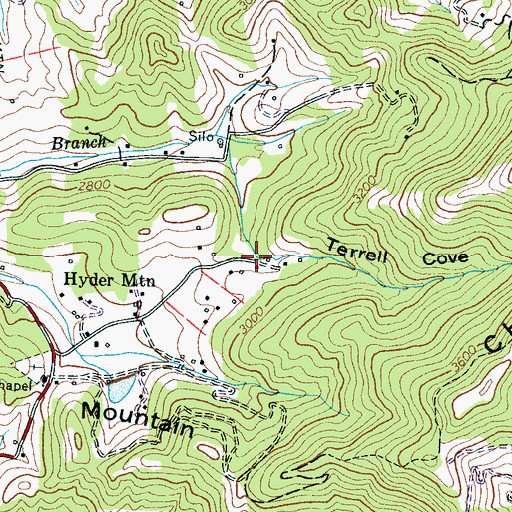 Topographic Map of Terrell Cove, NC