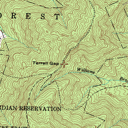 Topographic Map of Terrell Gap, NC