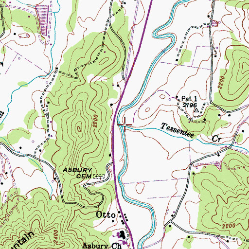 Topographic Map of Tessentee Creek, NC