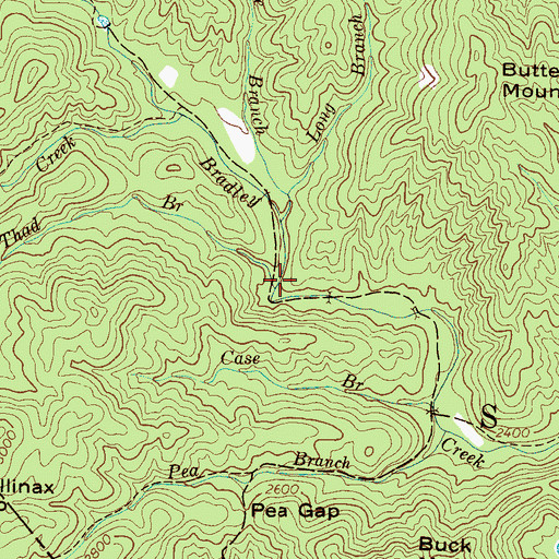 Topographic Map of Thad Branch, NC