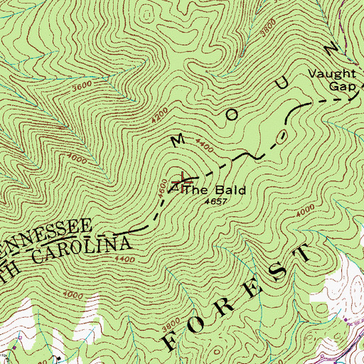 Topographic Map of The Bald, NC